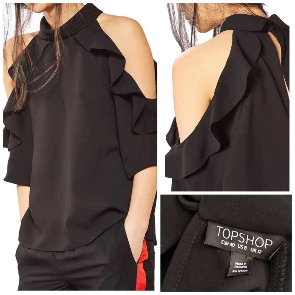 Topshop Ruffles Cold Shoulder Top 6